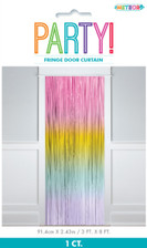 Fringe Door Curtain 0.91m W x 2.43m L (3' x 8') Pastel Rainbow