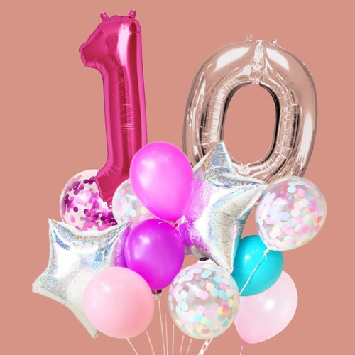 Blushing party balloon bouquet