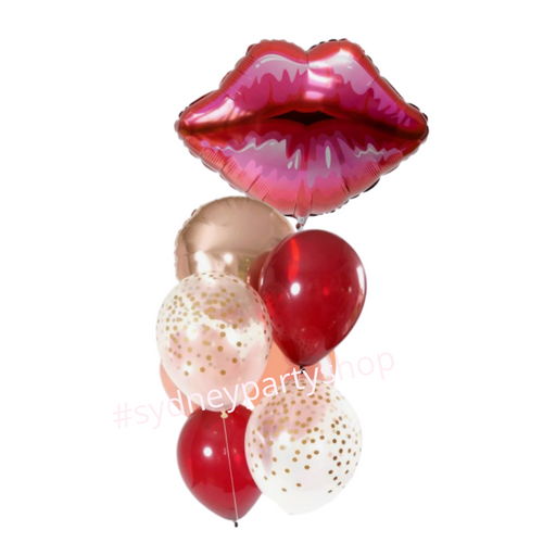 Kiss red balloon bouquet