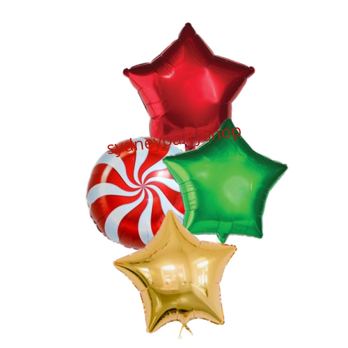 Christmas Stars and candy balloon bouquet