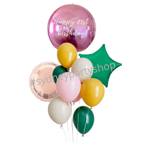 Personalised complimentary colours balloon bouquet