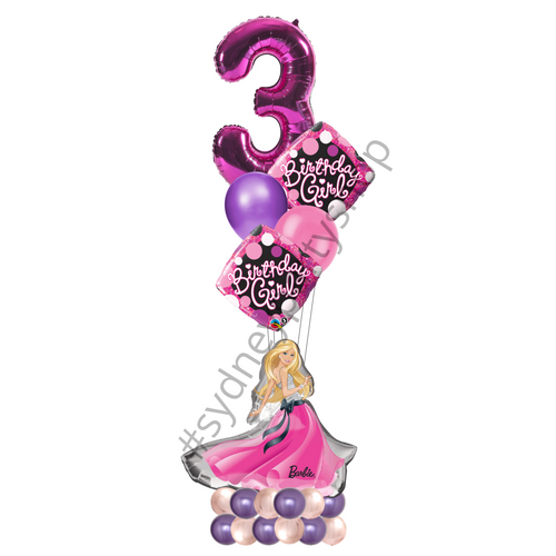 Licensed Barbie themed birthday marquee balloon with number