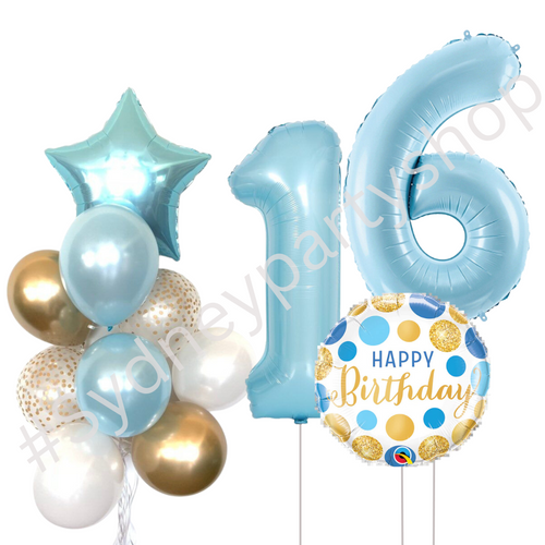 Blue and Gold Balloon set with numbers
