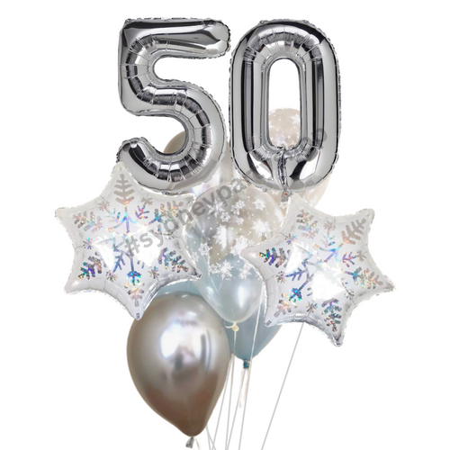 Silver Birthday Balloon Bouquet with Number 