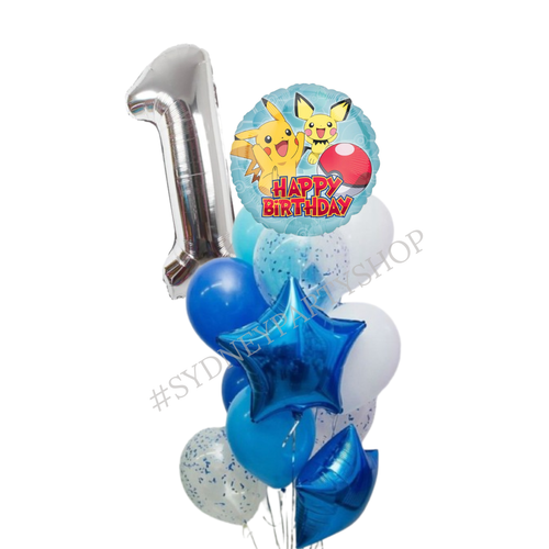 Licensed Pikachu with Number Balloon Bouquet