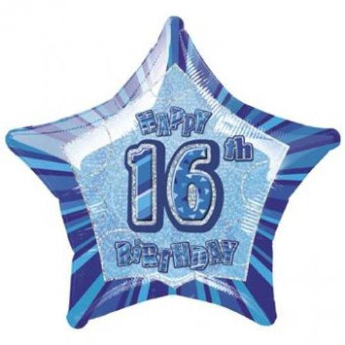 20" Blue Star 16th Birthday Balloon