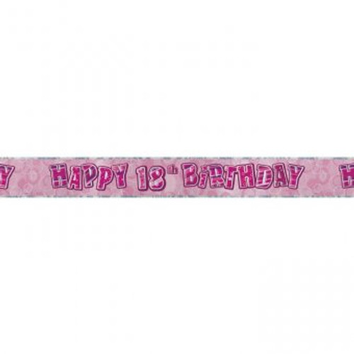 Pink Glitz 18th Birthday 12ft Foil Prism Banner