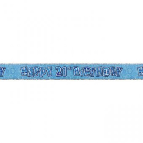 Blue Glitz 21st Birthday 12ft Foil Prism Party Banner