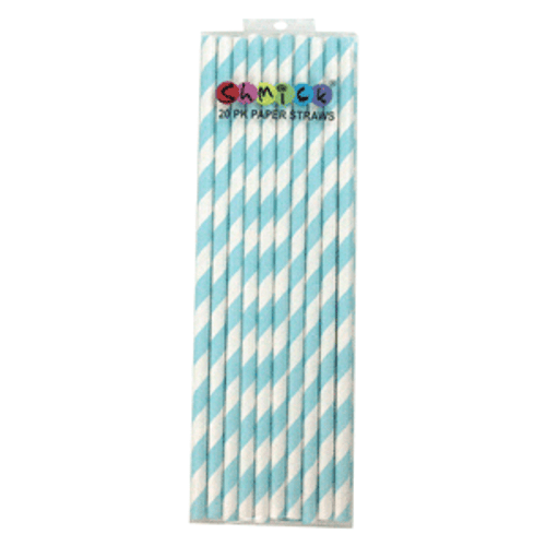 Paper Straws Pastel Blue Pack 20