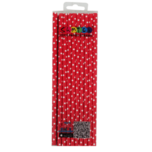 Paper Straws Red Dot Pack 20