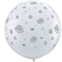 Large Roses & Flowers Clear Balloon 90cm Latex