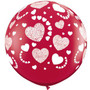 Large Etched Hearts Ruby Red Balloon 90cm Latex