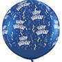 Large Happy Birthday Sapphire Blue Balloon 90cm Latex