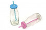 Milk Bottle with stripe straw in Blue