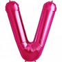 Letter V  Megaloon Hot Pink Foil 86cm Shape