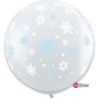 Large Winter Snowflakes 90cm Latex Balloon Inflated on weight