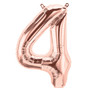 Rose Gold Number 4 Foil 86cm Shape Inflated On Weight	