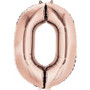 Rose Gold Number 0 Foil 86cm Shape Inflated On Weight	