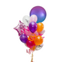 Purple, pink and orange birthday balloons