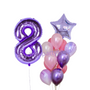 Purple and pink marble balloon bouquet with number bundle