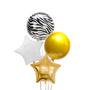 Gold and zebra themed balloon bouquet