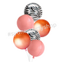 Coral and Zebra Print orb balloon bouquet