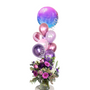 Fresh flowers and Purple balloon bouquet 