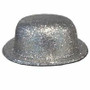 Glitter Hat - Silver Bowler (L27cm x W22.5cm x H9cm) -