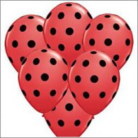 12cm Big Polka Dots Red with Black Ink Latex Balloon Pack of 100