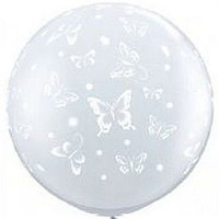 Large Butterflies Clear Balloon 90cm Latex