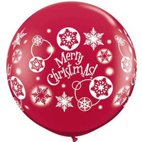 Large Merry Christmas Ruby Red Balloon 90cm Latex