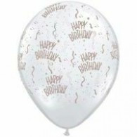 Small 12cm Birthday Around Diamond Clear Latex Balloon Pk 100