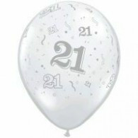 12cm Small No:  21 Around Jewel Diamond Clear Latex Balloon Pack of 100