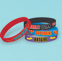 Super Hero Girls Rubber Bracelet Favors Assorted Designs Pack of 6