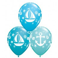 Nautical Anchors and  Sailboats Assorted Balloons Pk 25