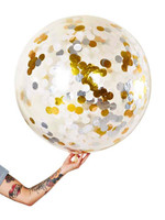 Gold Silver Confetti Jumbo 90cm Inflated On Weight