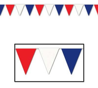 Banner - Pennant - Coloured - Red, White & Blue 