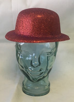 Hat Bowler Glitter Red