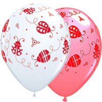 Ladybugs Standard White and Rose Latex Balloon