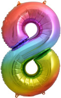 Rainbow Number 8 Eight Foil Balloon