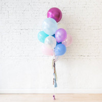 Orb and latex balloon bouquet with Tassel