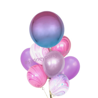 Ombre purple and pink balloon bouquet