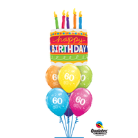 60th Happy birthday cake balloon bouquet