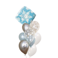 Winter wonderland themed balloon bouquet