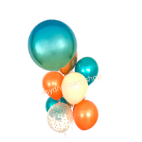 Blue ombre and orange balloon bouquet