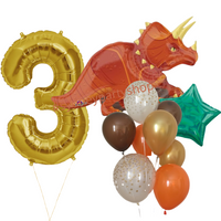 Dinosaur balloon bouquet with number foil