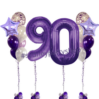 Purple balloon cluster with number  bundle