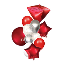 Red and white balloon bouquet