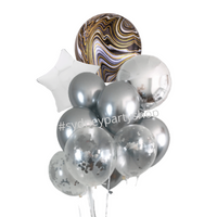 Silver and marble balloon bouquet