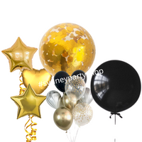 Black and gold glow balloon bundle